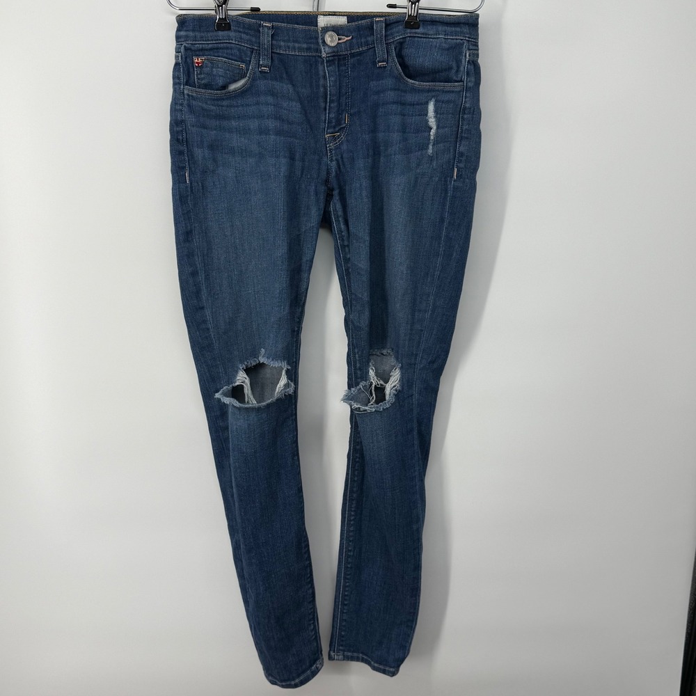 Hudson Jeans Women's Size 28 Nico‎ Mid Rise Super Skinny Distressed Knee